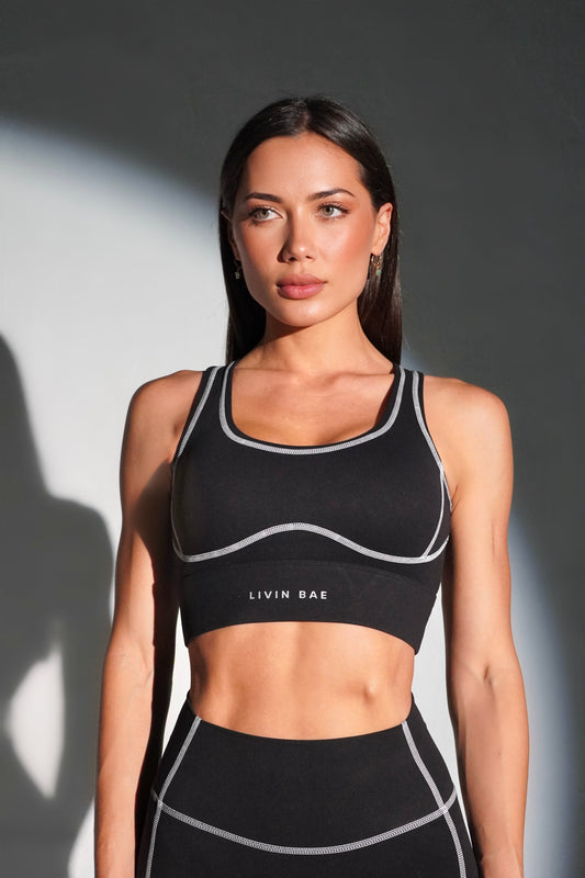 Black flash sport bra